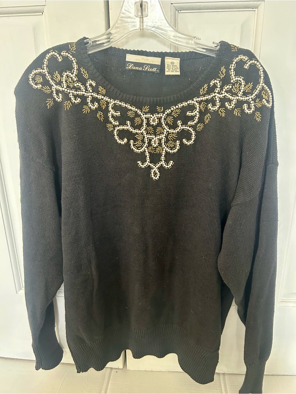 Vintage Dana Scott Black Embellished Crewneck Sweater
